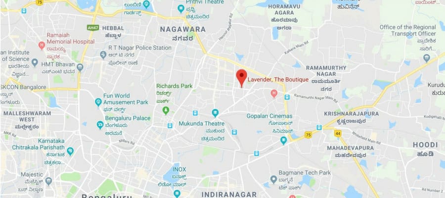 location map of the boutique in central bangalore