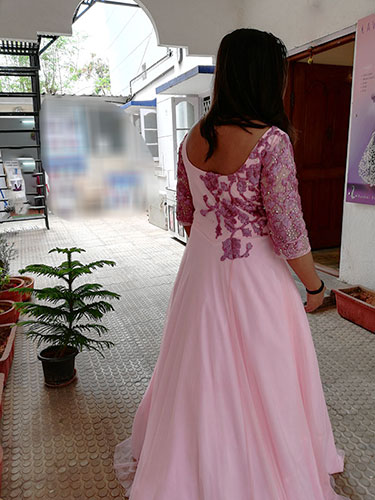 Purple Engagement Georgette Trendy Gown buy online -